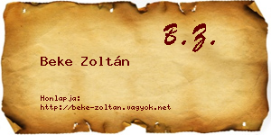 Beke Zoltán névjegykártya